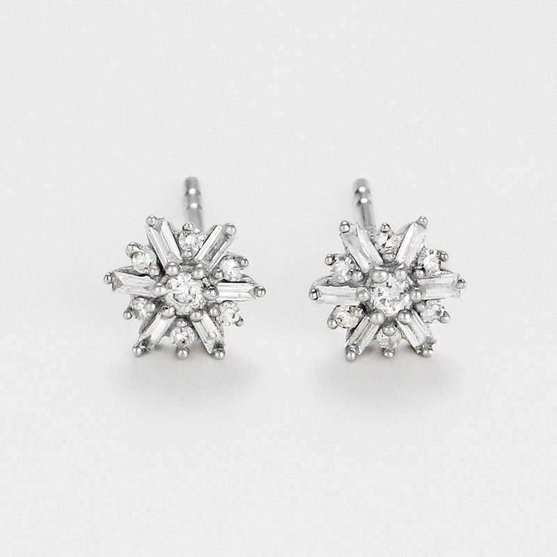 Earrings "Estrella" 0,15/26 - Gold Blanc 375/1000