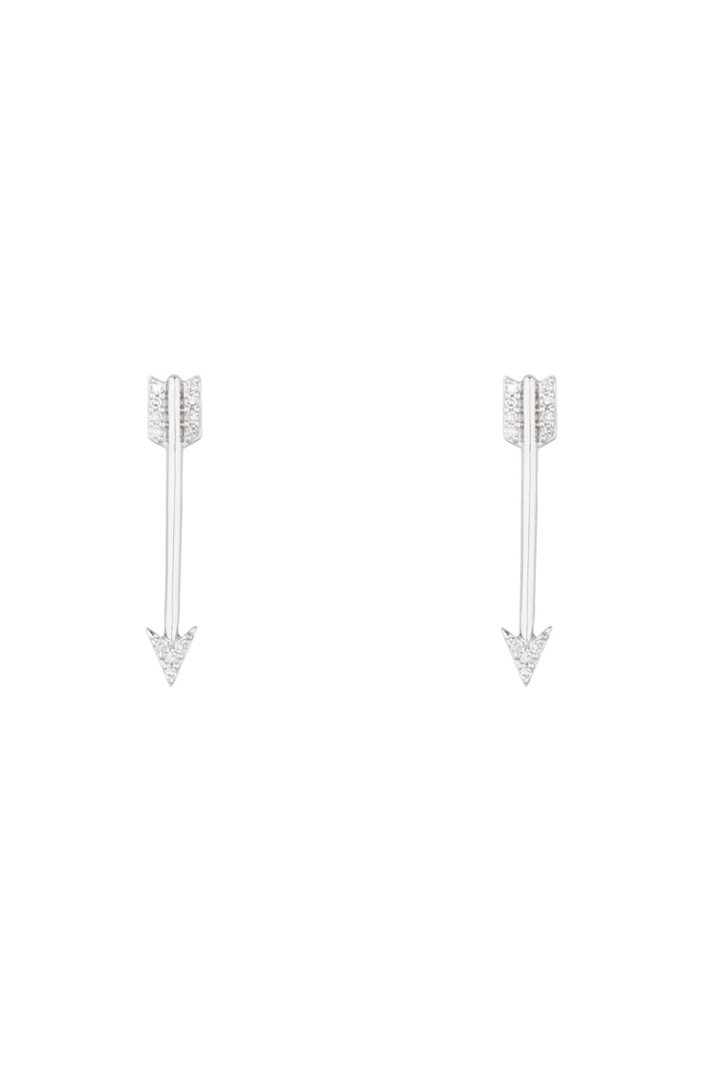 Boucle D'Oreille Fleche - Or Blanc 375/1000