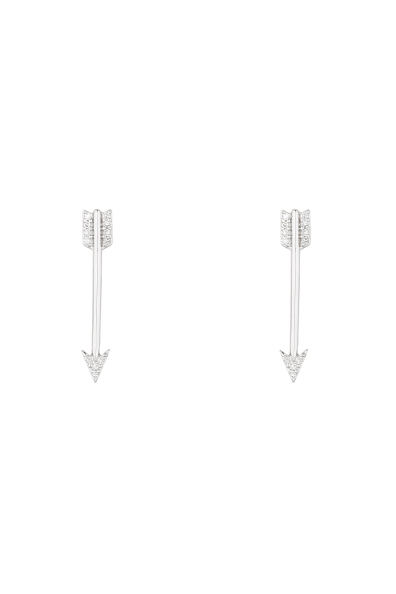 Blanc Pendientes Fleche - Oro 375/1000