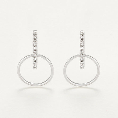 Boucles D'Oreilles "Cerceaux Suspendus" D0,07/20 - Or Blanc 375/1000