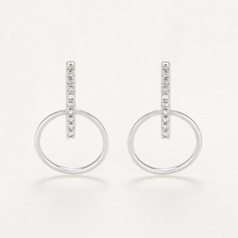 Boucles D'Oreilles "Cerceaux Suspendus" D0,07/20 - Or Blanc 375/1000