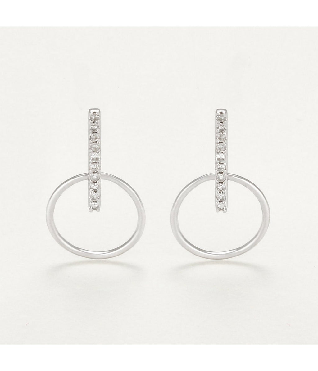 Boucles D'Oreilles "Cerceaux Suspendus" - D0,07/20 - Or Blanc