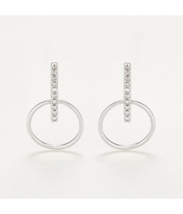 Boucles D'Oreilles "Cerceaux Suspendus" - D0,07/20 - Or Blanc