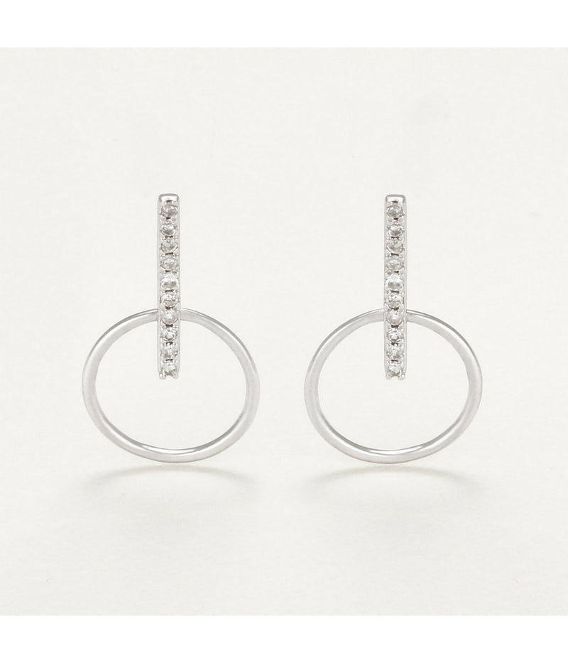 Boucles D'Oreilles "Cerceaux Suspendus" - D0,07/20 - Or Blanc