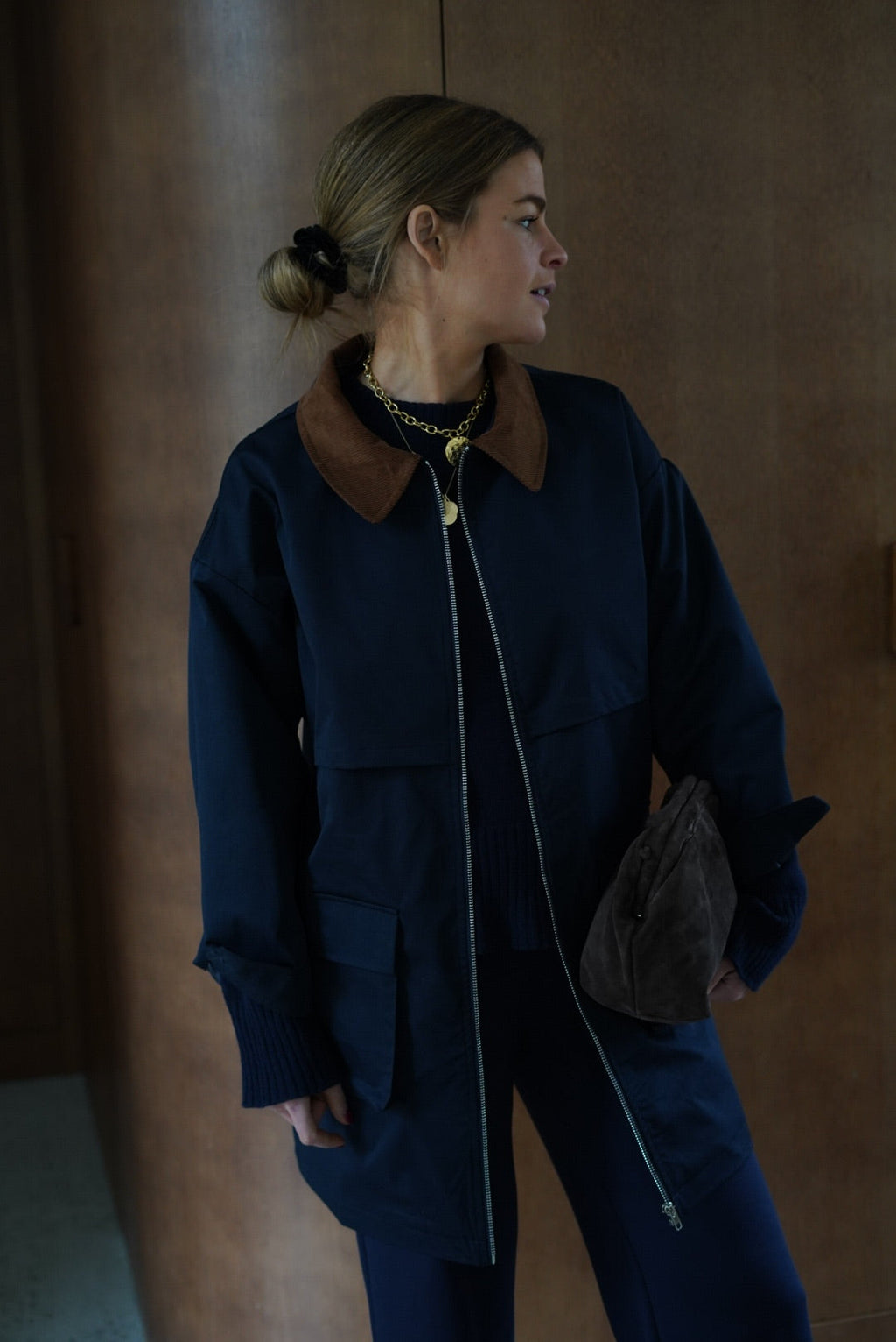 Romy Navy Mid-Long Jacket