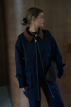 Romy Navy Mid-Long Jacket