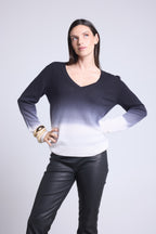 Maglione Scollo A V Dip Dye Ebene - Nero - Donna - 100% Cashmere
