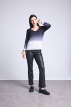 Maglione Scollo A V Dip Dye Ebene - Nero - Donna - 100% Cashmere