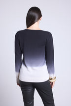 Maglione Scollo A V Dip Dye Ebene - Nero - Donna - 100% Cashmere