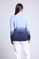Pull Col V Dip Dye Ebene - Bleu - Femme