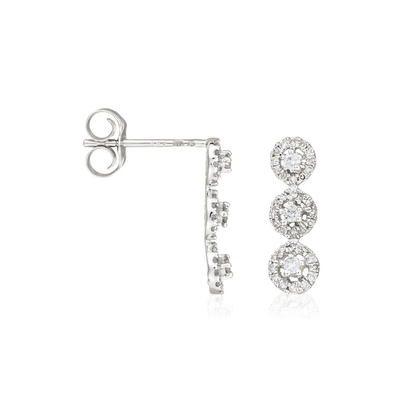 Boucles D'Oreilles "Pendants Eternels" Diamants 0,25/78 - Or Blanc 375/1000