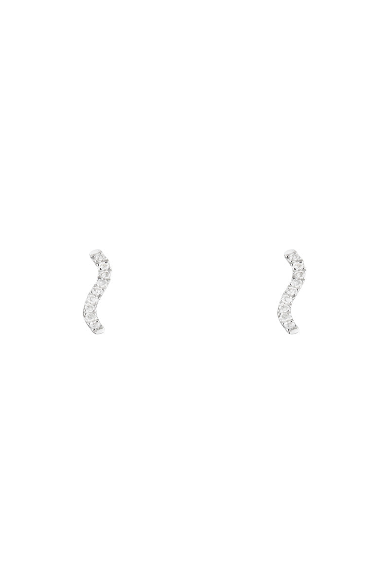 Boucles D'Oreilles "Douce Vague" Diamants 0,05/18 - Or Blanc 375/1000