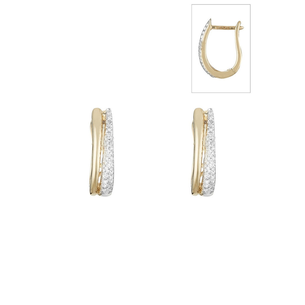 Boucles D'Oreilles "Créole Maya" Diamants 0,15/58 - Or Jaune 375/1000
