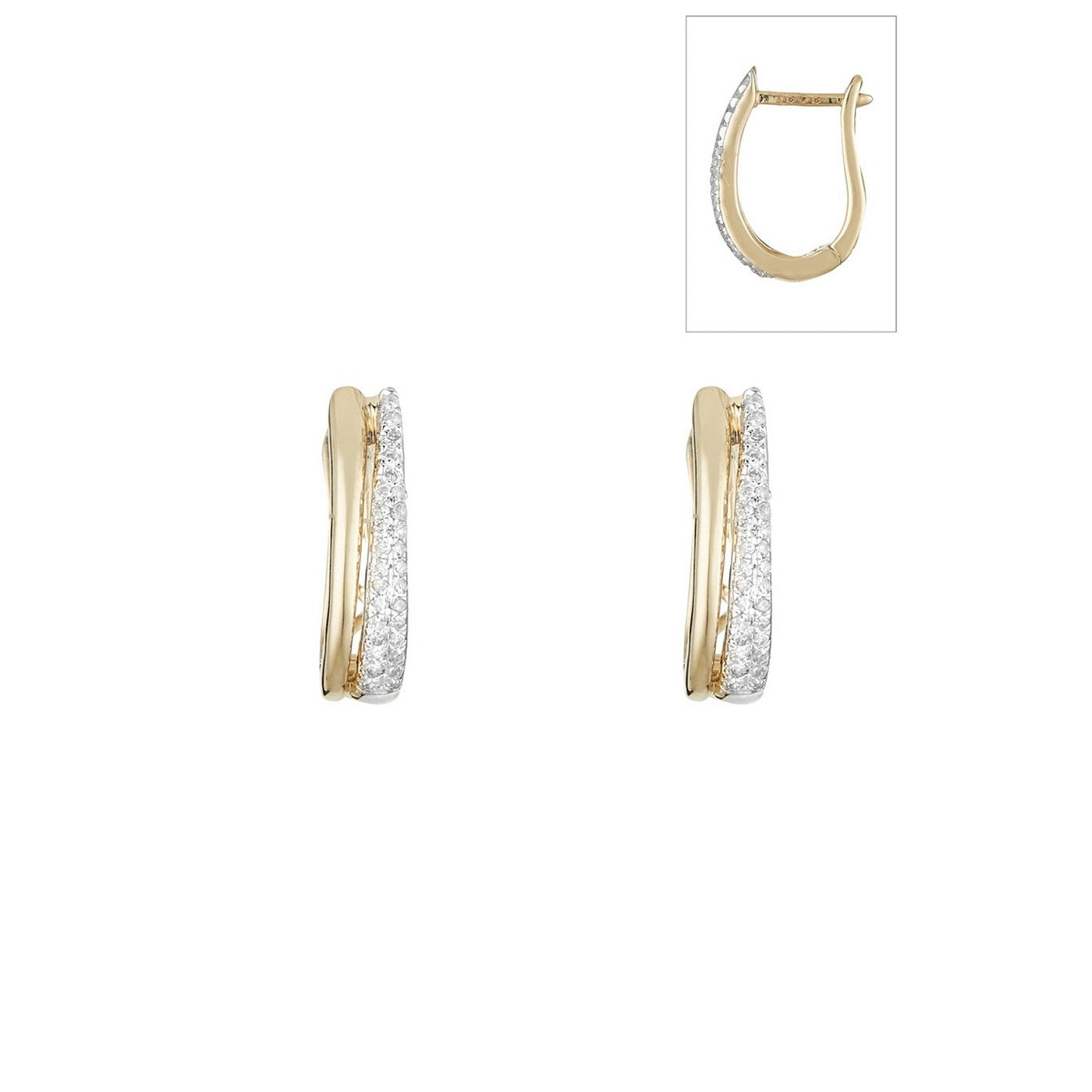 Boucles D'Oreilles "Créole Maya" Diamants 0,15/58 - Or Jaune 375/1000