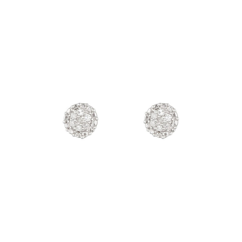 Boucles D'Oreilles "Round Stud" Diamants 0,02/14 - Or Blanc 375/1000