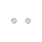 Boucles D'Oreilles "Round Stud" Diamants 0,02/14 - Or Blanc 375/1000