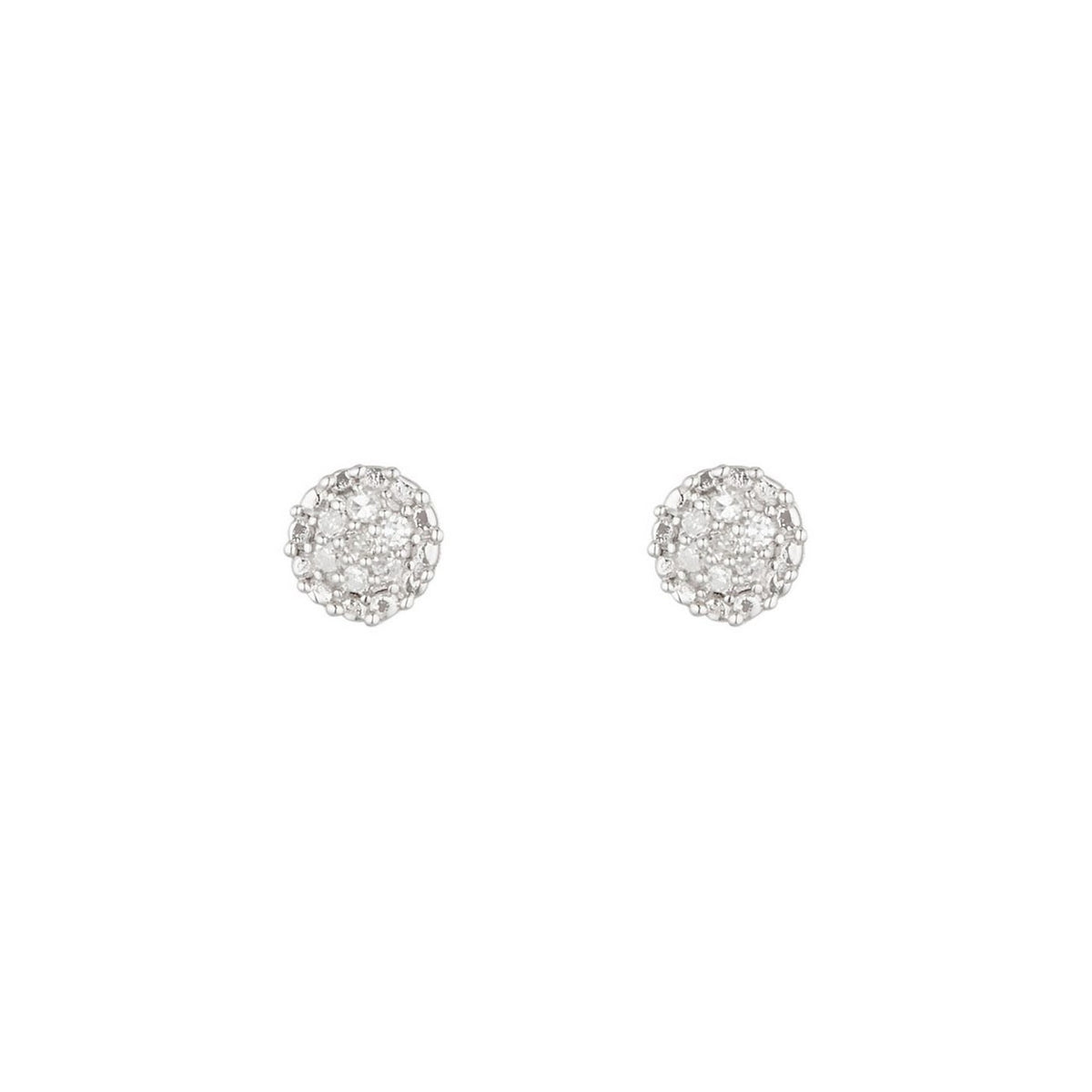 Boucles D'Oreilles "Round Stud" Diamants 0,02/14 - Or Blanc 375/1000
