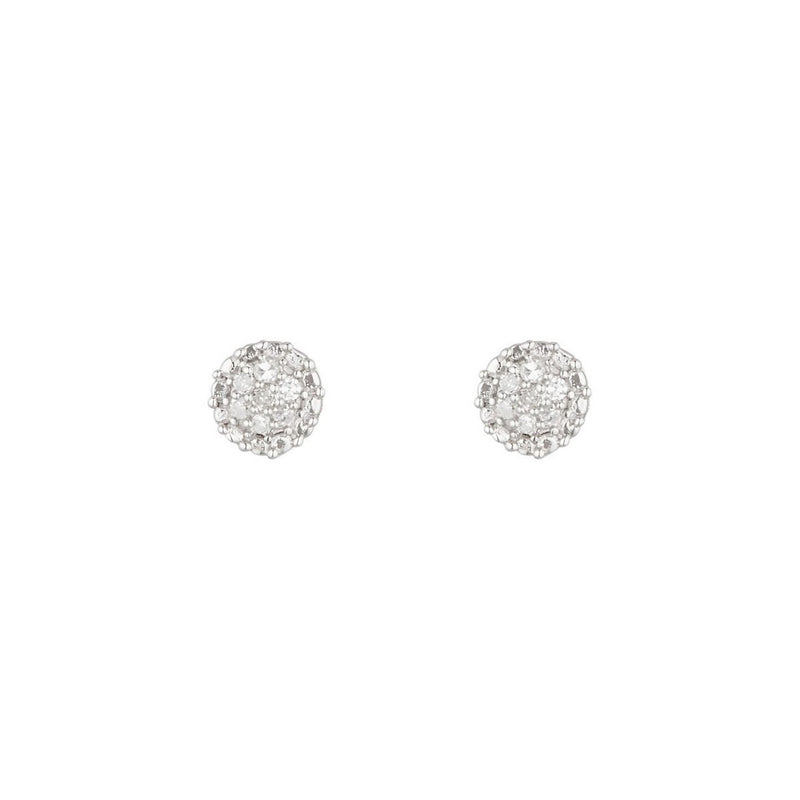 Boucles D'Oreilles "Round Stud" Diamants 0,02/14 - Or Blanc 375/1000