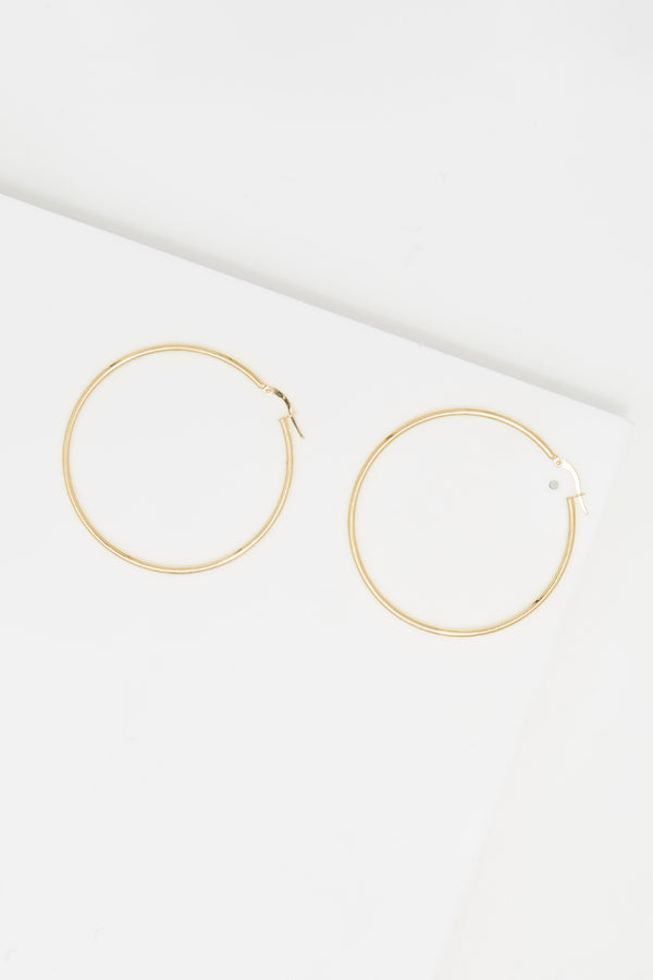 Boucle D'Oreilles "Créoles Santa" 50 Mm - Or Jaune 375/1000