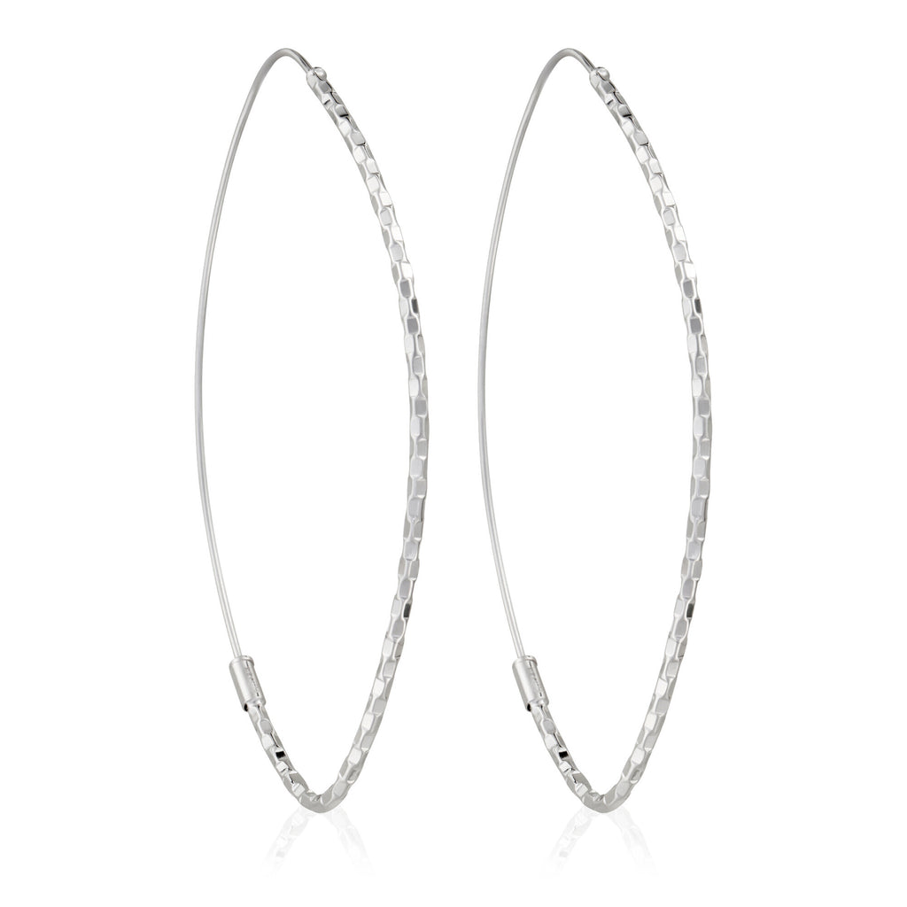 Boucle D'Oreilles "Créoles Goutte" Or Blanc