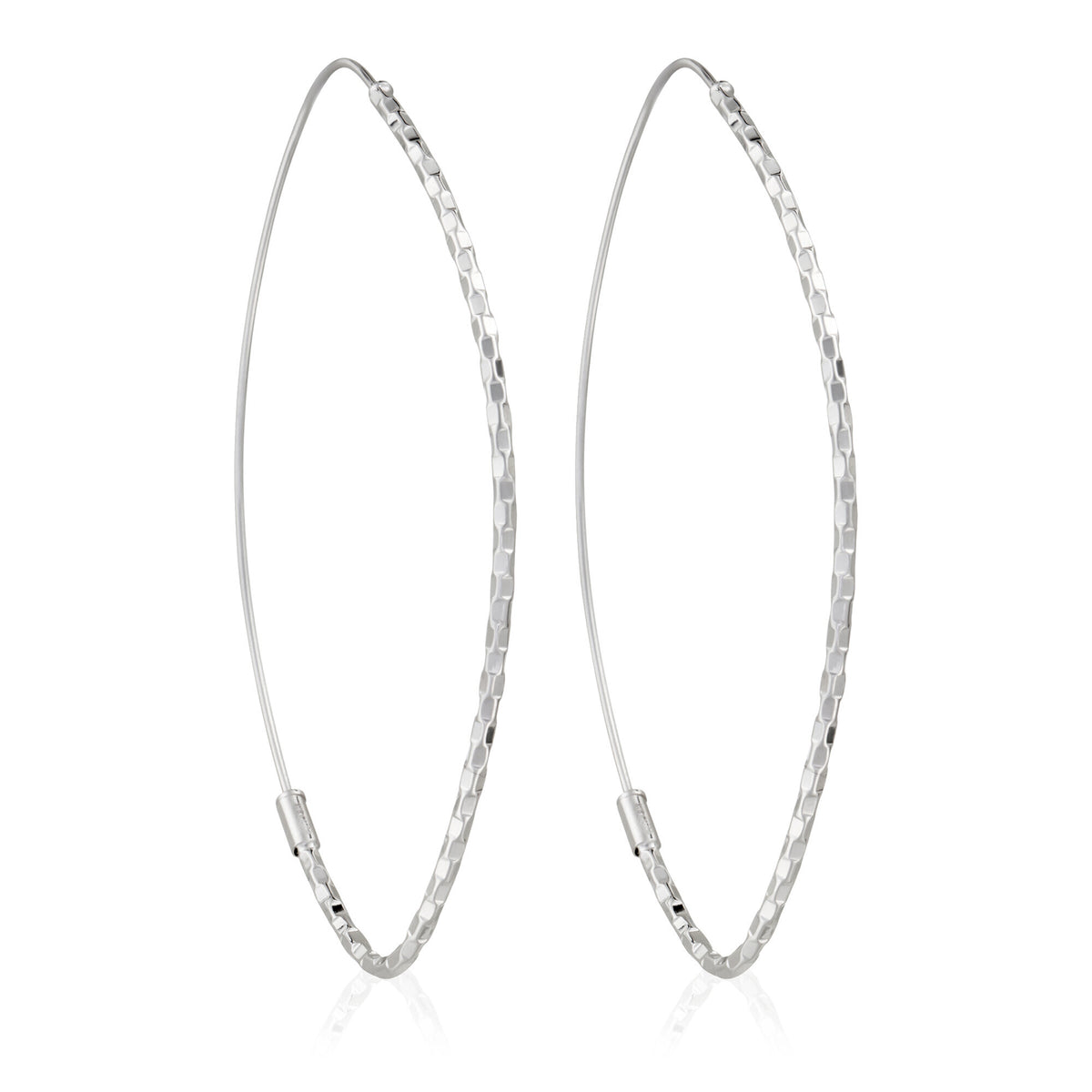 Boucle D'Oreilles "Créoles Goutte" Or Blanc