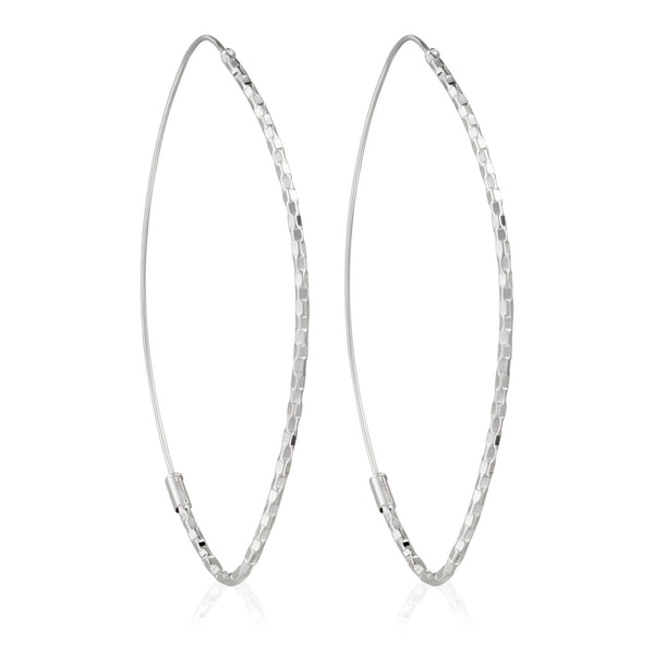 White Gold Drop Hoop Earring