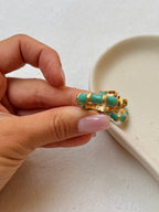 Boucles D’Oreilles Kenneth Jay Lane Vintage - Créoles Émaillées Turquoise