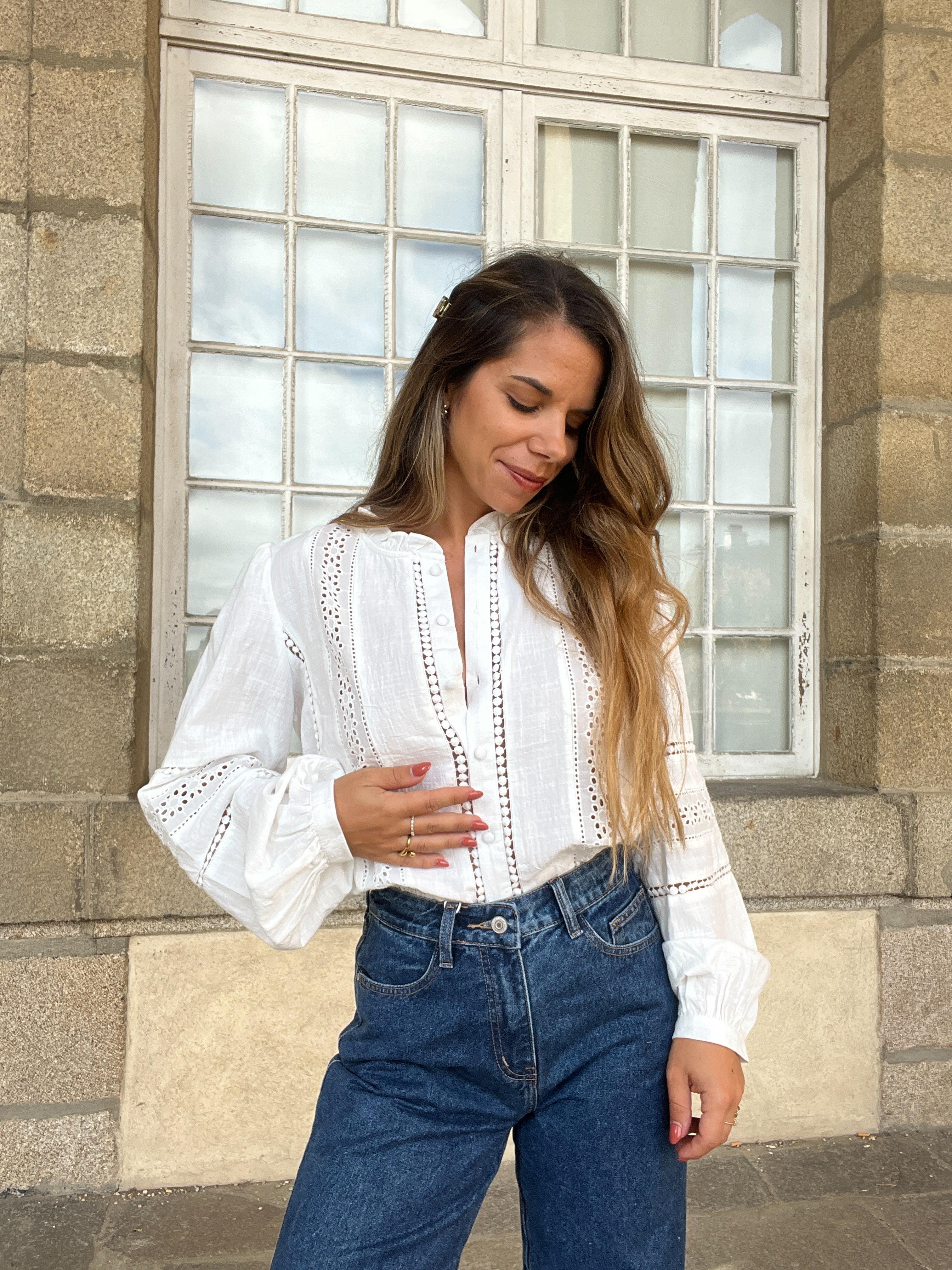 Colombe white embroidered blouse