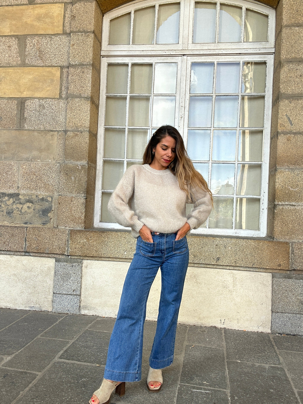 Maille en mohair et laine Gaia beige