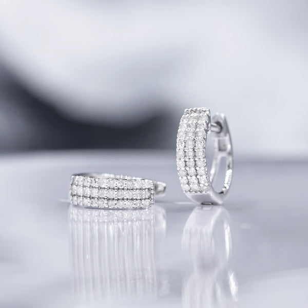 Boucles D'Oreilles "Clélia" Diamants 0,27/60 - Or Blanc 375/1000