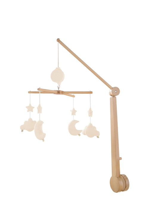 Mobile Musical Bébé En Bois Avec 4 Jouets