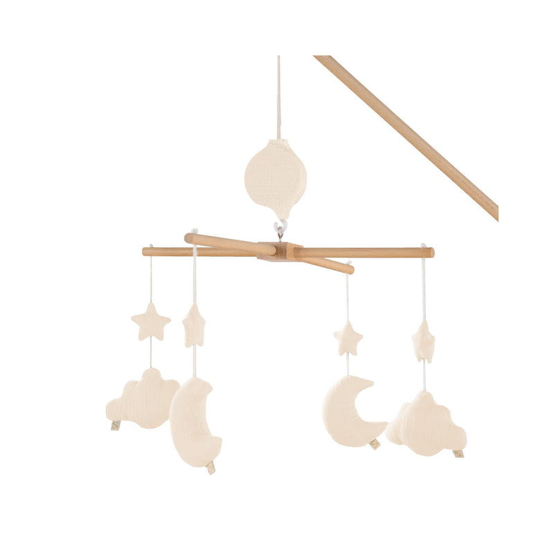 Mobile Musical Bébé En Bois Avec 4 Jouets