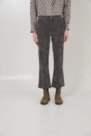 Pantalon Trompette Velours Côtelé Gris