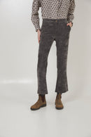 Pantalon Trompette Velours Côtelé Gris