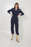 Combinaison Fonti Rayé Denim Bleu
