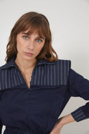 Combinaison Fonti Rayé Denim Bleu