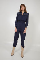 Combinaison Fonti Rayé Denim Bleu