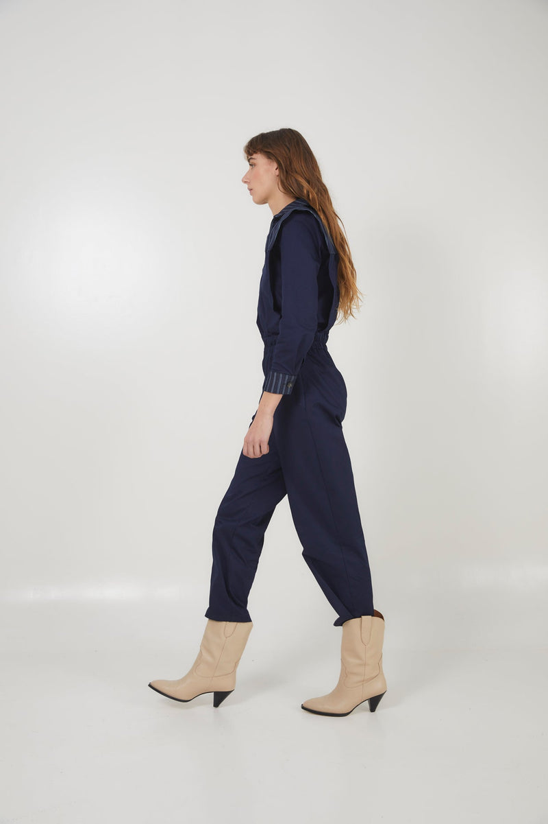 Combinaison Fonti Rayé Denim Bleu