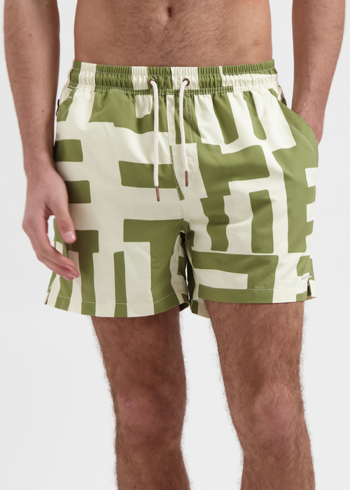 Shorts de baño a rayas - Verde