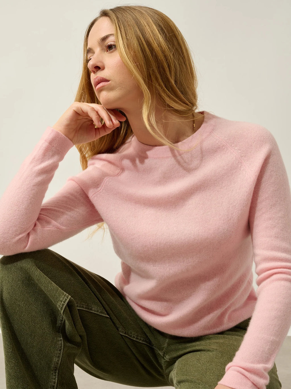 Pull Col Rond Ecrin - 100% Cachemire, 2 Fils - Ballerine - Femme