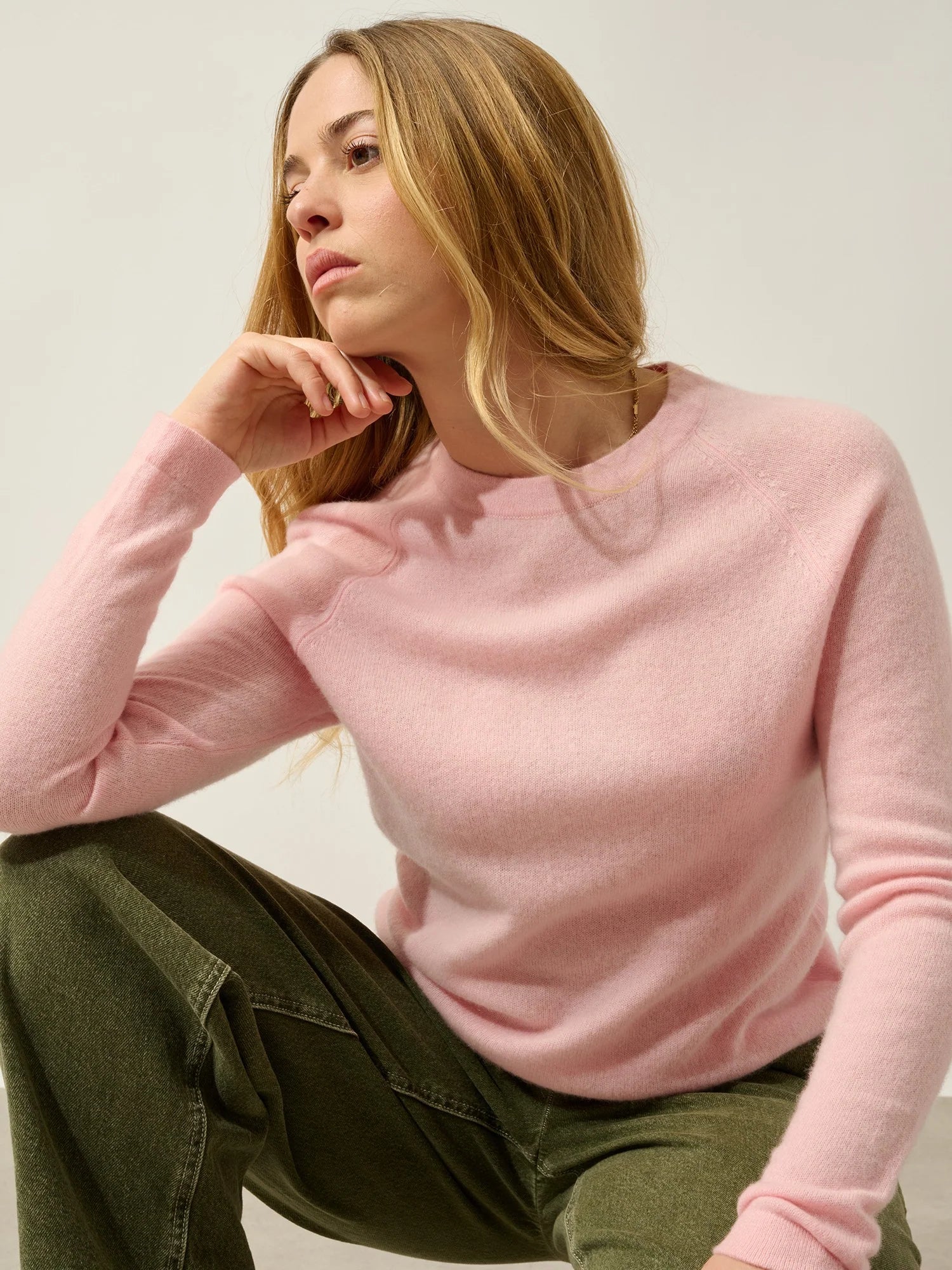Pull Col Rond Ecrin - 100% Cachemire, 2 Fils - Ballerine - Femme