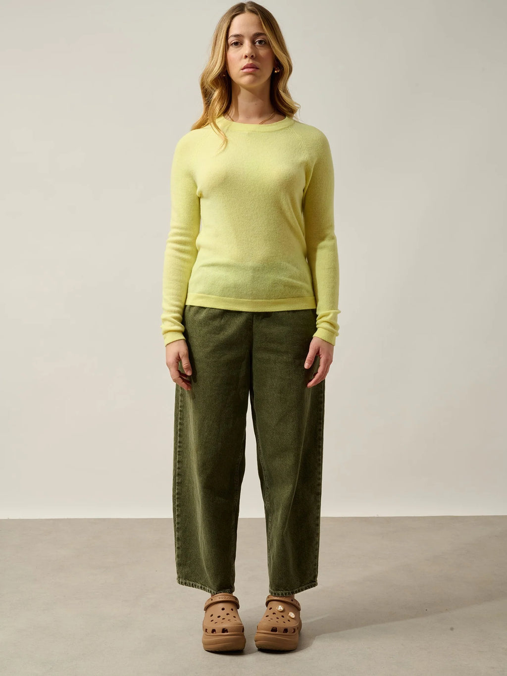 Pull Col Rond Ecrin - 100% Cachemire, 2 Fils - Limonade Fluo - Femme