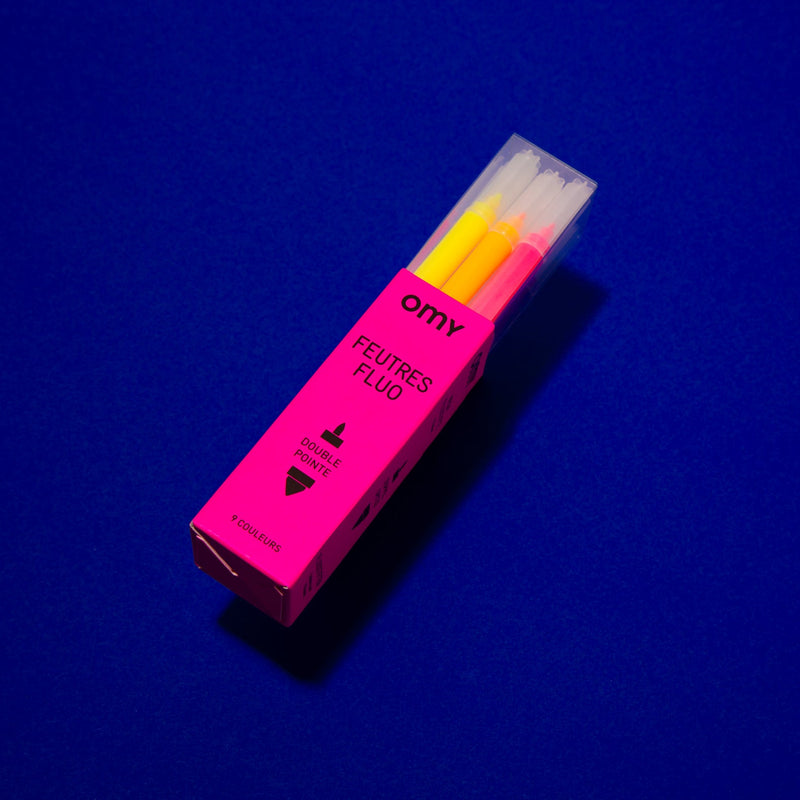 Boîte de feutres fluo OMY – 6 couleurs éclatantes pour coloriages créatifs
