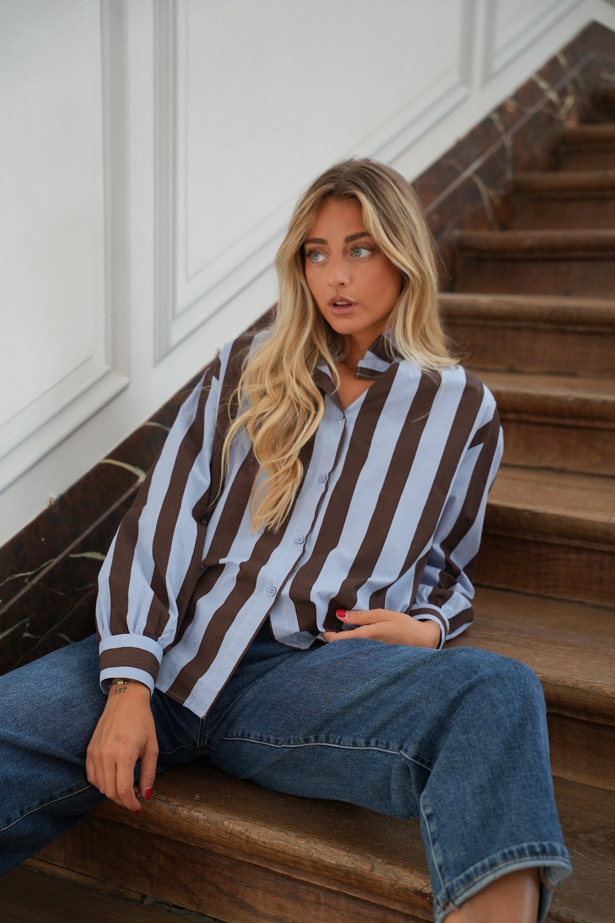 Blusa de Rayas Manelle - Azul