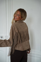 Giacca Con Frange Nina - Tortora