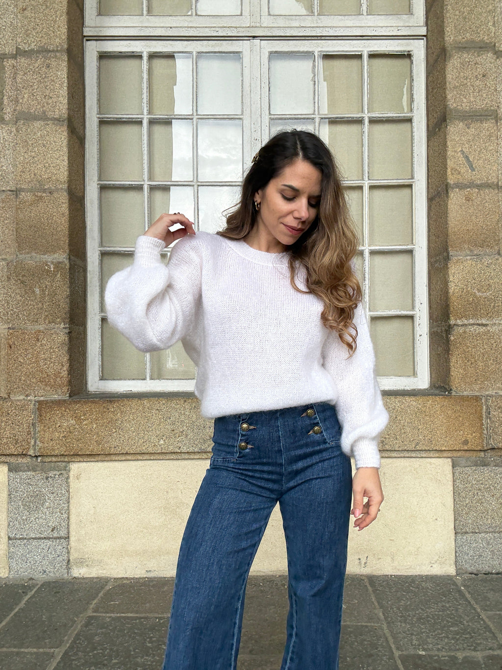 Gaia white mohair and wool knit