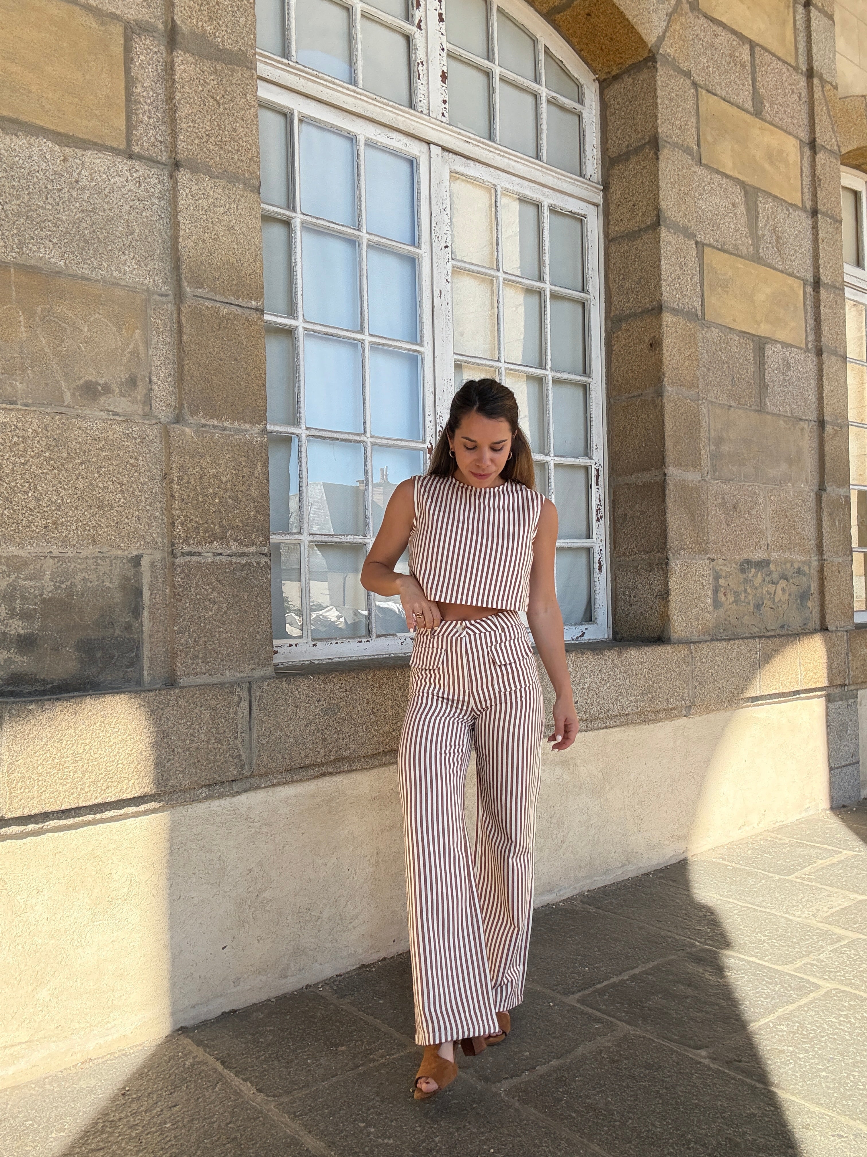 Pantalón Marinero Rayas Camel