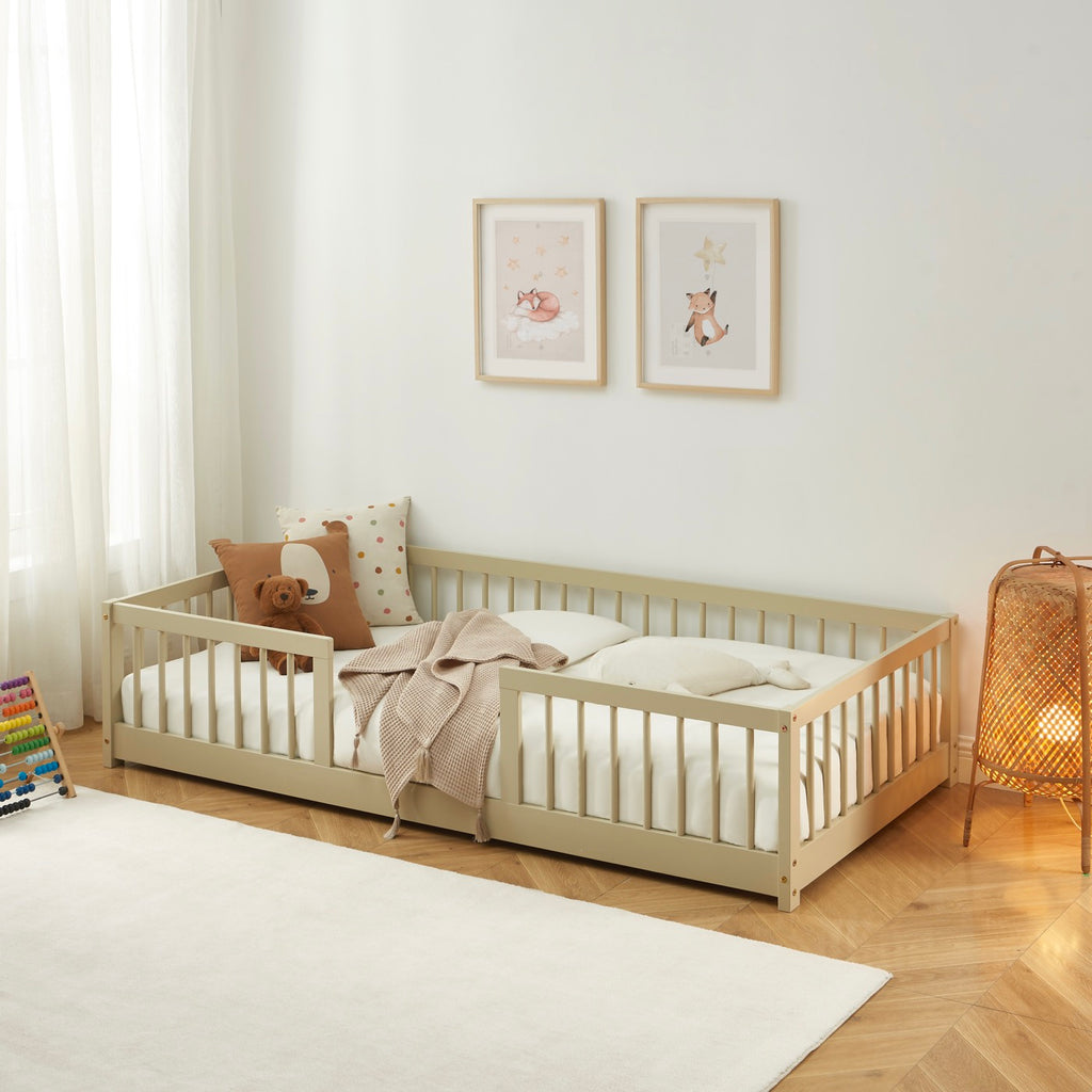 Eden - Letto per bambini con sponde - Pino massello beige