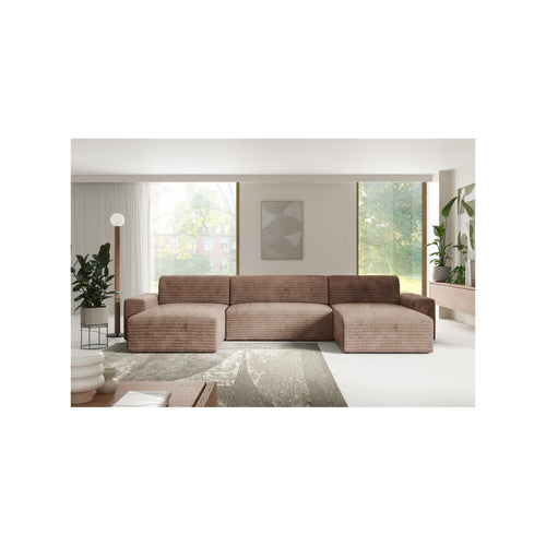 Canapé D'Angle Convertible 5 Places - Eden - Velours Taupe