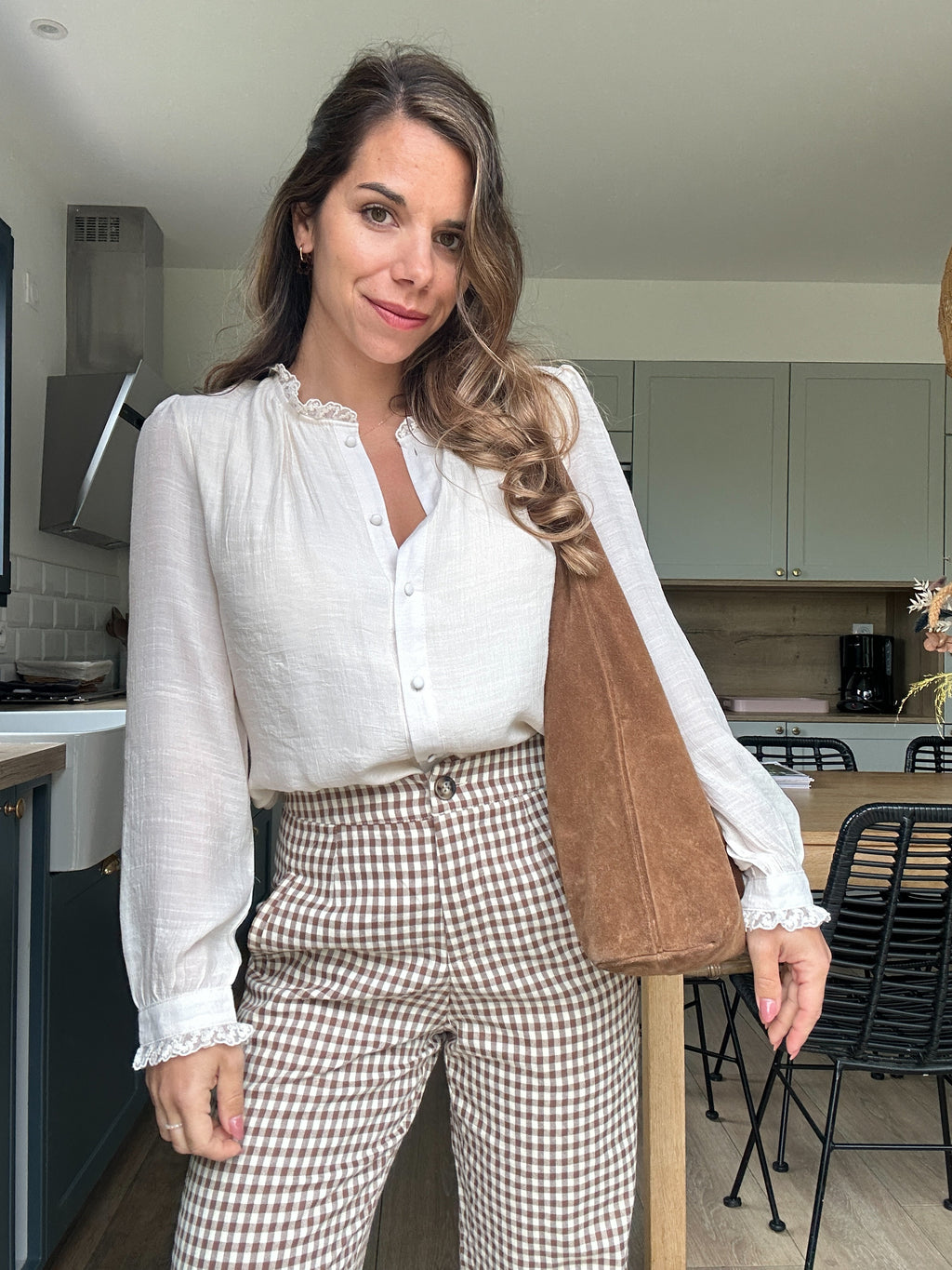 Camel Vichy Check Trousers